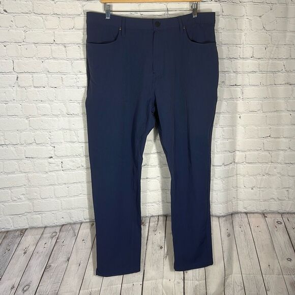 01.Algo Pants Mens 38 Blue Golf Chino Performance Stretch Nylon - Picture 1 of 11
